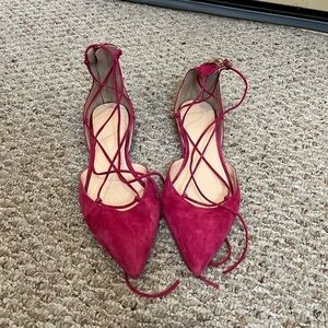 J. Crew Pink Suede Pointed Toe Flats